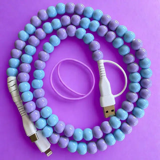 Blue & Purple Beaded 4 - in - 1 Charging Cable - The Pointe Boutique