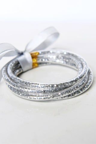 Light grey confetti sequin tube bracelets