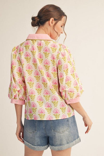 Button Down Lovely Floral Top - The Pointe Boutique
