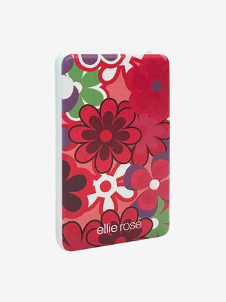 red groovy floral power bank