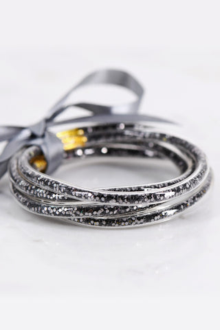 Dark gray confetti sequin tube bracelets