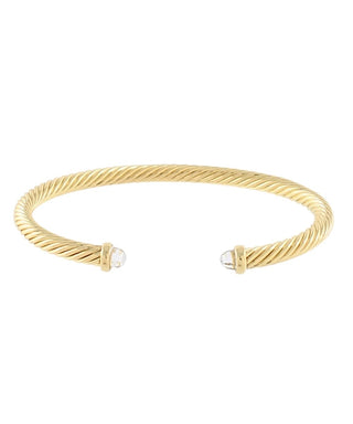 gold cable cuff bracelet with stone ends