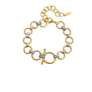 Capri Link Bracelet - Stainless Steel - Two - Tone Toggle - The Pointe Boutique