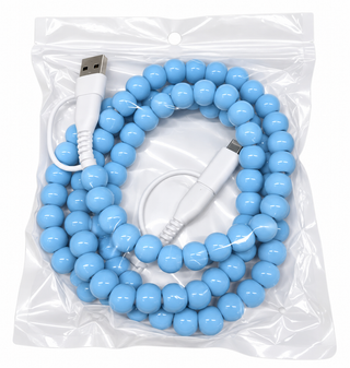 baby blue beaded 4 in 1 charging cable