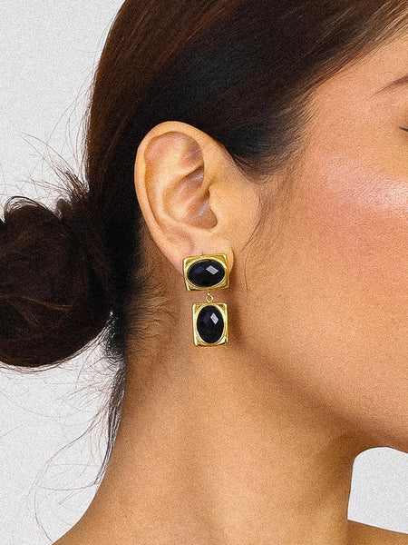 Chance 18K Gold Non - Tarnish Square Stone Earring - The Pointe Boutique