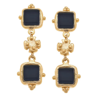Charlotte Deux Tier Black Earrings 1080J - The Pointe Boutique