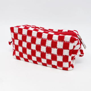 Check Yourself Cosmetic Bag Red White - The Pointe Boutique
