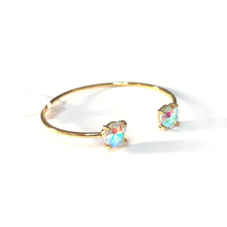 Cuff Wire Bangle For Women and Girls w/ Glass Stone Accent Gold AB - The Pointe Boutique