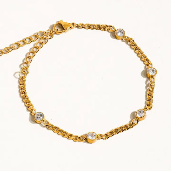 Cyrus 18K Gold Non - Tarnish CZ Chain Bracelet - The Pointe Boutique