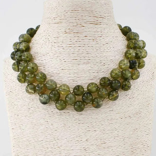 triple layered olive beaded chunky 16"-18" necklace