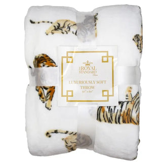 white tiger print throw blanket