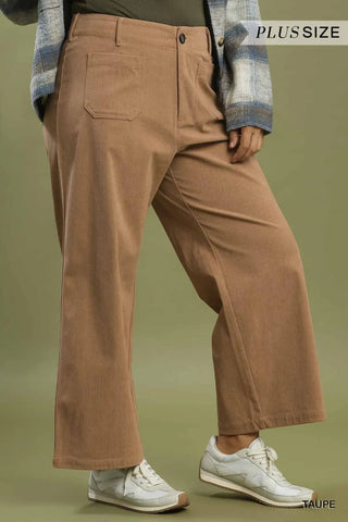 Corduroy Wide Leg Pants - Taupe - The Pointe Boutique