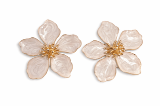 Delicate Ivory Floral Gold Earrings - The Pointe Boutique