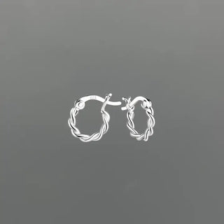 Sterling silver mini twisted french lock huggie hoop earrings