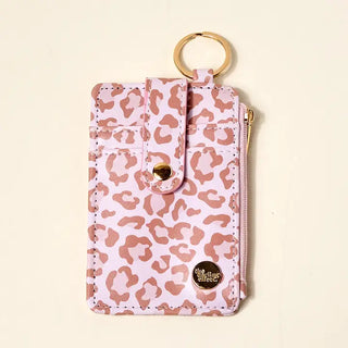 Keychain Wallet–Born Wild – pink leopard keychain wallet with gold key ring