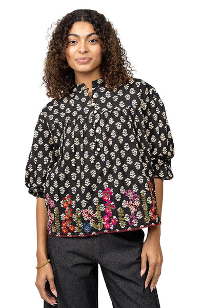 Field of Flowers Top, Black - The Pointe Boutique