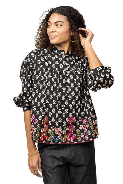 Field of Flowers Top, Black - The Pointe Boutique