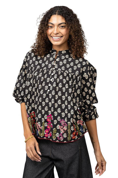 Field of Flowers Top, Black - The Pointe Boutique