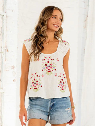 Floral Embroidered Top - The Pointe Boutique