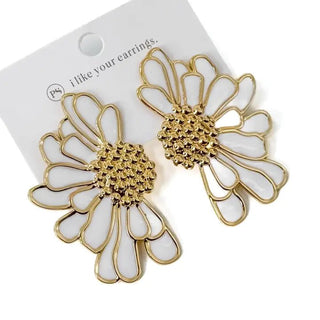 Florence Flower Earrings - Waterproof White - The Pointe Boutique