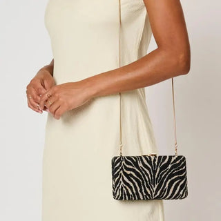 Sade Zebra Evening Bag – zebra print evening bag with chain strap