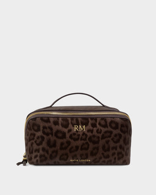 Soho Medium Makeup Wash Bag-Chocolate Leopard