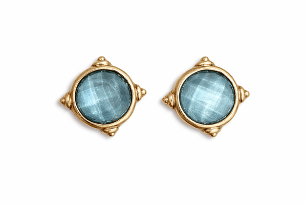 Gemstone Stud Earrings w/Gold Setting - The Pointe Boutique
