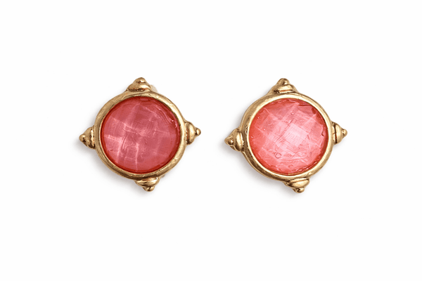 Gemstone Stud Earrings w/Gold Setting - The Pointe Boutique