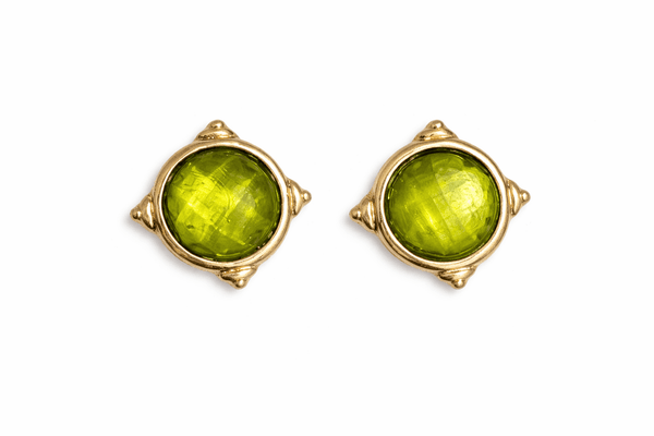 Gemstone Stud Earrings w/Gold Setting - The Pointe Boutique