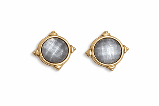 Gemstone Stud Earrings w/Gold Setting - The Pointe Boutique