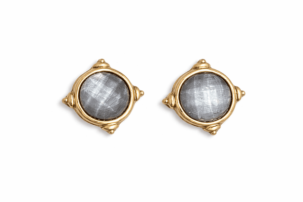 Gemstone Stud Earrings w/Gold Setting - The Pointe Boutique