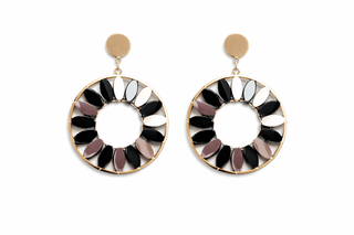 Geometric Dangle Earrings with Gemstones - The Pointe Boutique