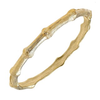 Gold Bamboo Bangle • Approximate 2.75 inch Diameter • Handcast 24Kt Gold Plated 2489G - The Pointe Boutique