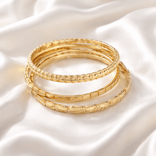 Gold Bangles Set of 3 Handcast 2572G - The Pointe Boutique