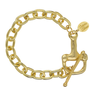 Gold Horse Bit Toggle Charm Bracelet 2545G - The Pointe Boutique