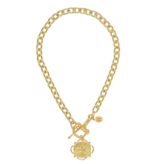 Gold Horse Bit Toggle with Equestrian Drop Charm Necklace 3551G - The Pointe Boutique