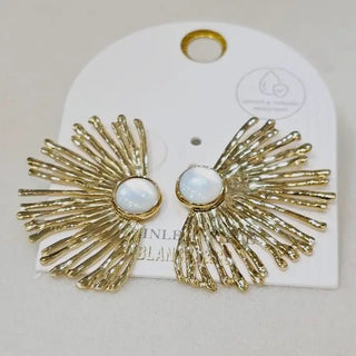 Gold Sunburst Statement Stud Earrings - The Pointe Boutique