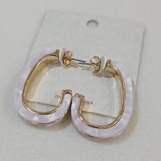 Gold - Tone Resin Hoop Earrings - The Pointe Boutique