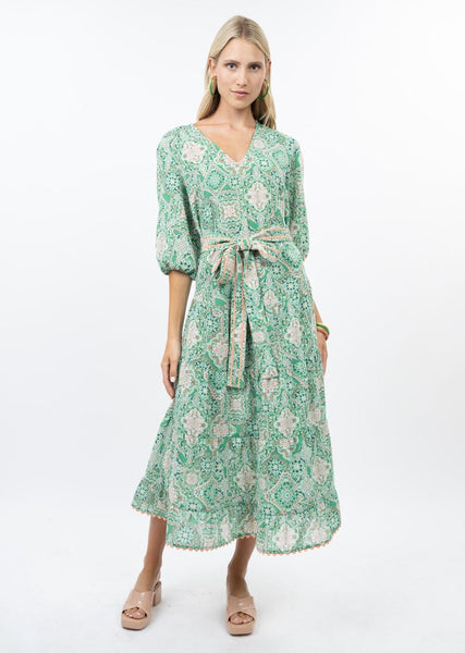 Green Midi Tiered Dress - The Pointe Boutique