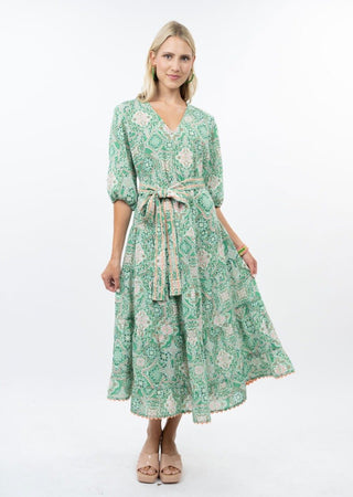 Green Midi Tiered Dress - The Pointe Boutique