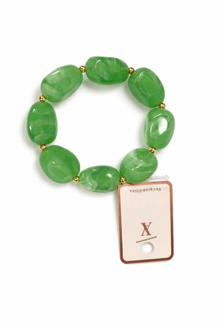Green Oval Beaded Stretch Bracelet - The Pointe Boutique