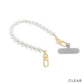 clear beaded wrist phone strap