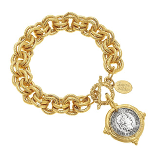 Handcast Gold and Silver Italian Intaglio "Coin" 2531 - The Pointe Boutique
