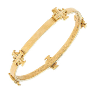 Handcast Gold Cross Bangle 2570C - The Pointe Boutique