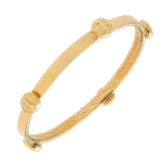 Handcast Gold St. Benedict Cross Coin Bangle 2570SB - The Pointe Boutique
