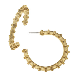 Handcast Gold Studded Hoop Earrings 1488G - The Pointe Boutique