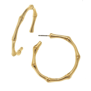 Handcast Silver Bamboo Hoop Earring 1489S - The Pointe Boutique