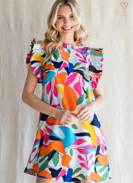 Heather Smoker Ruffled Dress - The Pointe Boutique