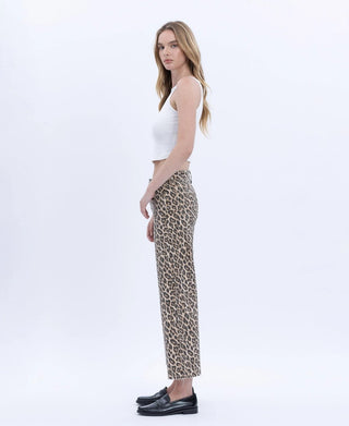 High Rise Animal Print Crop Wide Leg Jeans - The Pointe Boutique