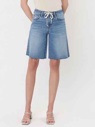 High Rise Bermuda Shorts with Tie - The Pointe Boutique
